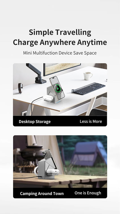 Qi2 3-in-1 Wireless Charger with Auto-Rotating Dock for IPhone 16/15/14 Pro Max, AirPods, and IWatch Fast Charging