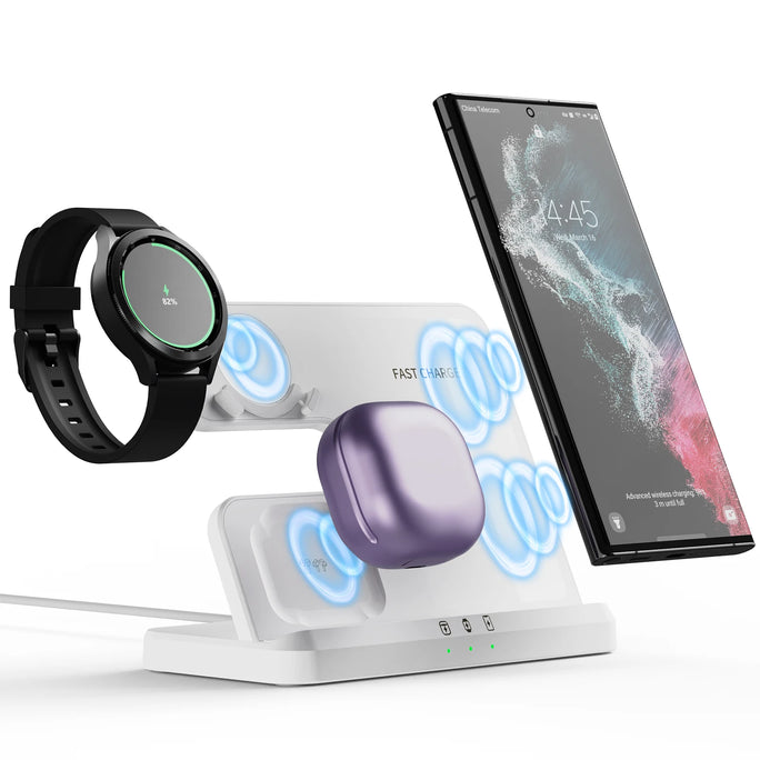 3 in 1 Wireless Charger Stand for Samsung Galaxy S24 S23 Ultra Note Qi Fast Charging Dock Station Watch 7 6 5Pro Holder Buds Pro
