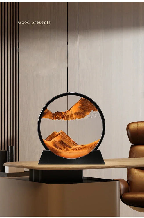 3D Sandscape Moving Sand Art Picture Quicksand Craft Round Glass Deep Sea Liquid Hourglass Flowing Sand Painting Home Decor Gift