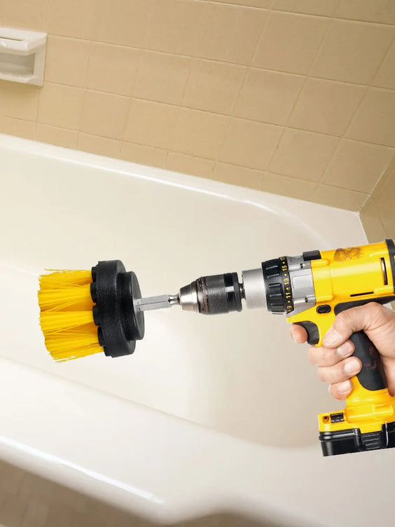 6Pcs Drill Brush Attachment Set Multipurpose Nylo Electric Cleaning Scrub Brush Kit with Extend Connecting Rob for Bathroom Tub