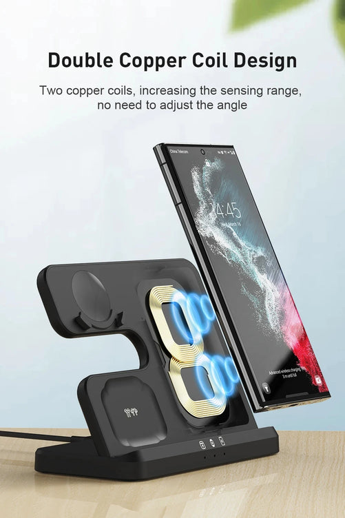 3 in 1 Wireless Charger Stand for Samsung Galaxy S24 S23 Ultra Note Qi Fast Charging Dock Station Watch 7 6 5Pro Holder Buds Pro