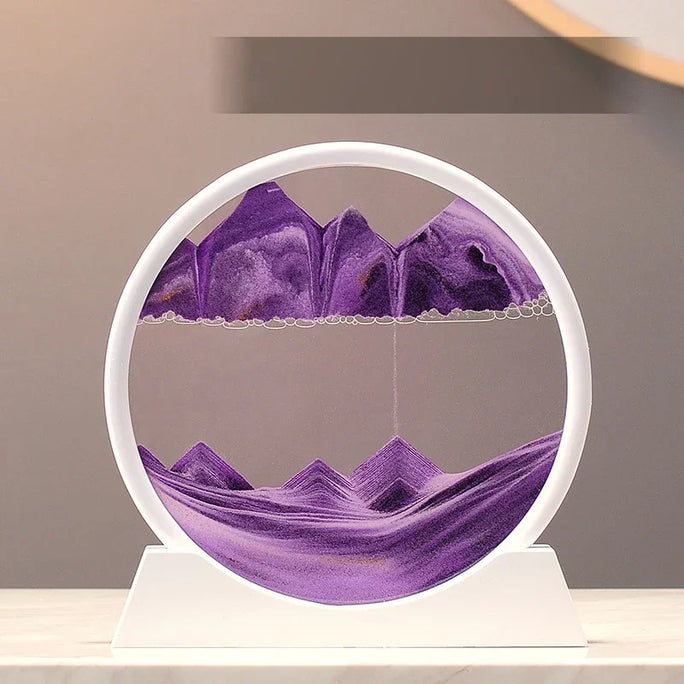 3D Sandscape Moving Sand Art Picture Quicksand Craft Round Glass Deep Sea Liquid Hourglass Flowing Sand Painting Home Decor Gift