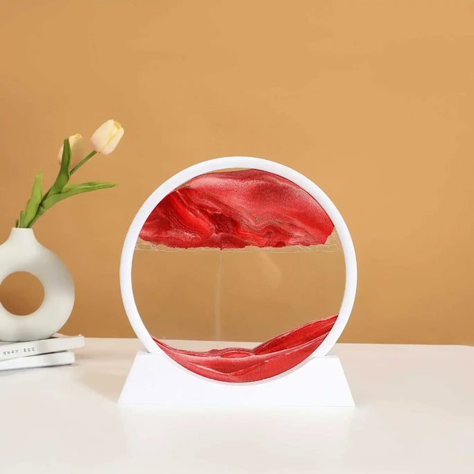 3D Sandscape Moving Sand Art Picture Quicksand Craft Round Glass Deep Sea Liquid Hourglass Flowing Sand Painting Home Decor Gift