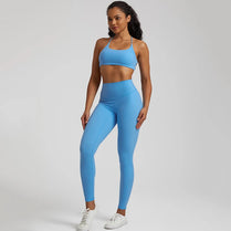 Buttery Soft Two Piece Gym Set for Women Workout Clothes Gym Leggings Backless Sports Bra Suits New In Matching Yoga Pant Sets