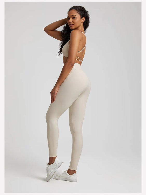 Buttery Soft Two Piece Gym Set for Women Workout Clothes Gym Leggings Backless Sports Bra Suits New In Matching Yoga Pant Sets