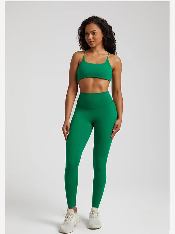 Buttery Soft Two Piece Gym Set for Women Workout Clothes Gym Leggings Backless Sports Bra Suits New In Matching Yoga Pant Sets
