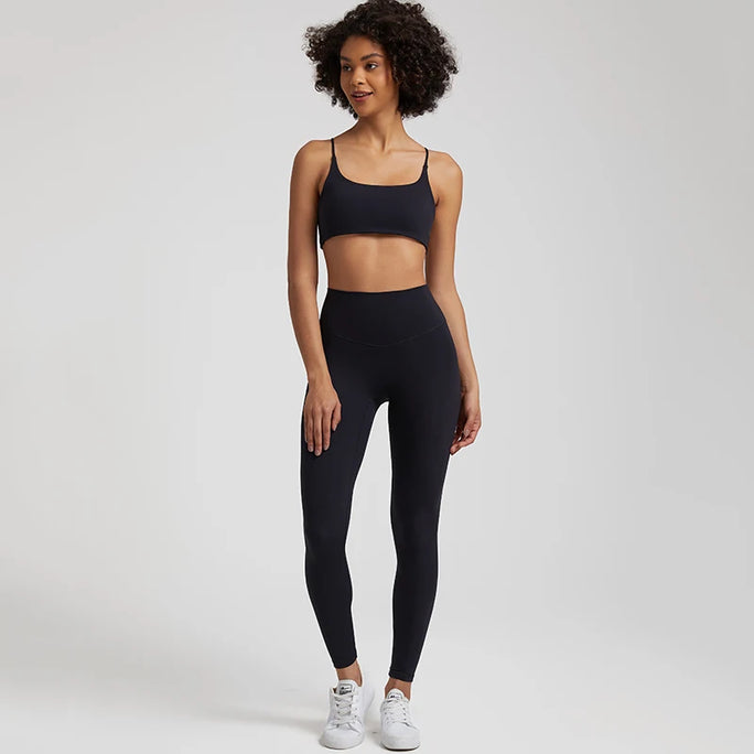 Buttery Soft Two Piece Gym Set for Women Workout Clothes Gym Leggings Backless Sports Bra Suits New In Matching Yoga Pant Sets