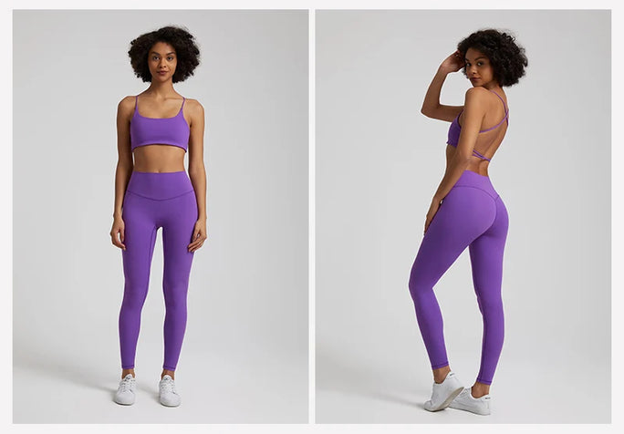 Buttery Soft Two Piece Gym Set for Women Workout Clothes Gym Leggings Backless Sports Bra Suits New In Matching Yoga Pant Sets