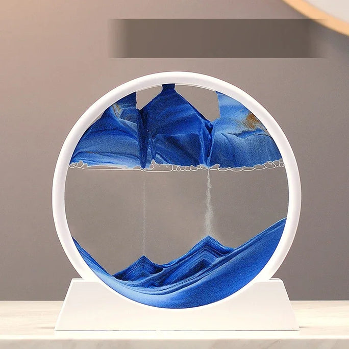 3D Sandscape Moving Sand Art Picture Quicksand Craft Round Glass Deep Sea Liquid Hourglass Flowing Sand Painting Home Decor Gift