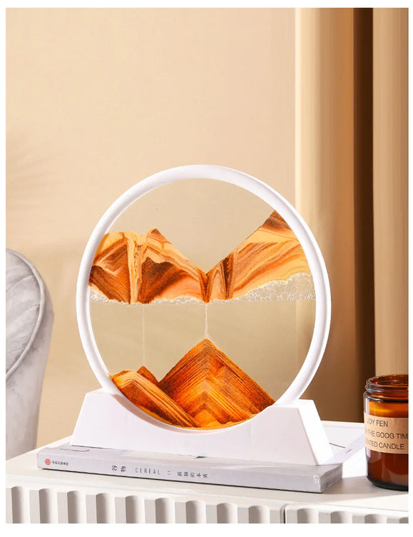 3D Sandscape Moving Sand Art Picture Quicksand Craft Round Glass Deep Sea Liquid Hourglass Flowing Sand Painting Home Decor Gift