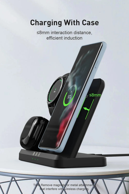 3 in 1 Wireless Charger Stand for Samsung Galaxy S24 S23 Ultra Note Qi Fast Charging Dock Station Watch 7 6 5Pro Holder Buds Pro