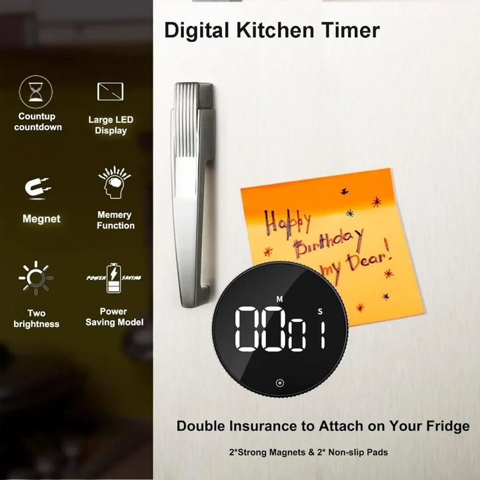 1/2pcs Digital Kitchen Timers Visual timers Large LED Display Magnetic Countdown Countup Timer for Classroom Cooking Fitness