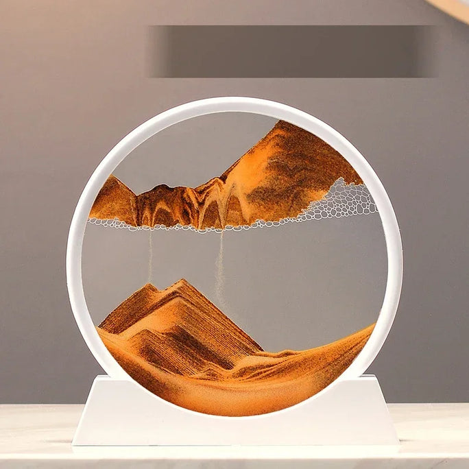 3D Sandscape Moving Sand Art Picture Quicksand Craft Round Glass Deep Sea Liquid Hourglass Flowing Sand Painting Home Decor Gift