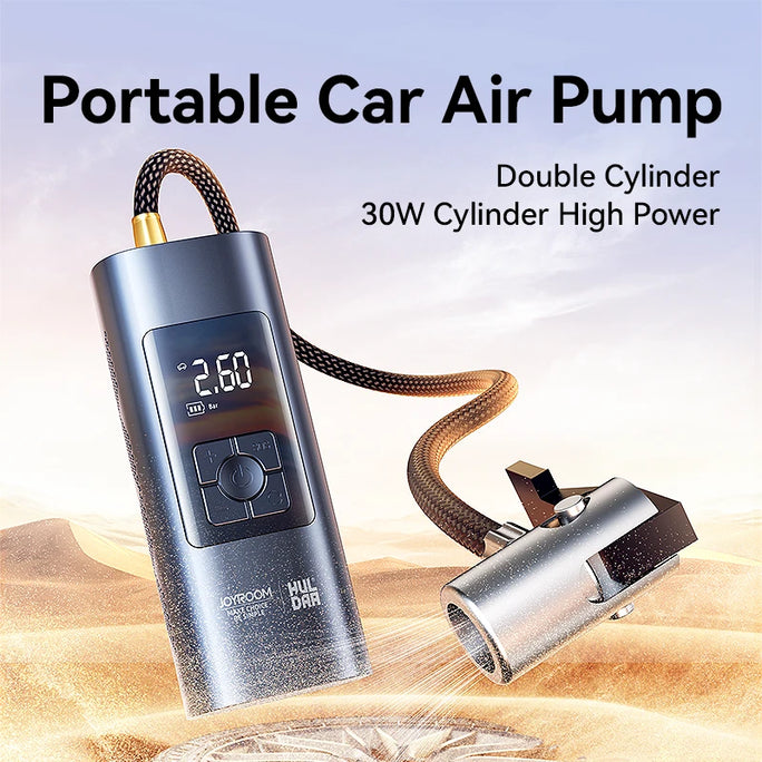 Joyroom Portable Car Air Pump 30W Double Cylinder Car Tire Inflator Wireless Electric Motorcycle Inflatable Pump For Car Bike