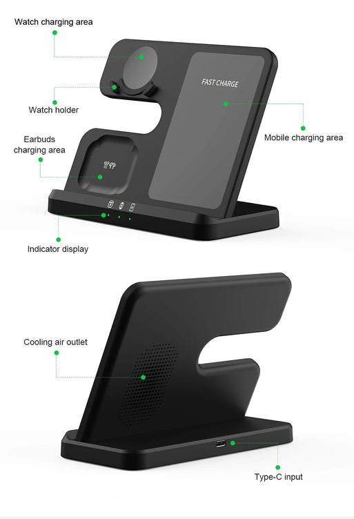 3 in 1 Wireless Charger Stand for Samsung Galaxy S24 S23 Ultra Note Qi Fast Charging Dock Station Watch 7 6 5Pro Holder Buds Pro