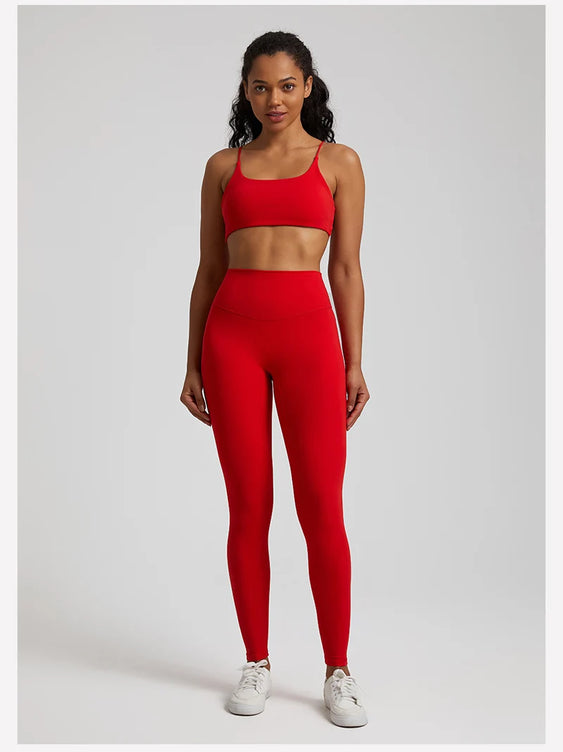 Buttery Soft Two Piece Gym Set for Women Workout Clothes Gym Leggings Backless Sports Bra Suits New In Matching Yoga Pant Sets