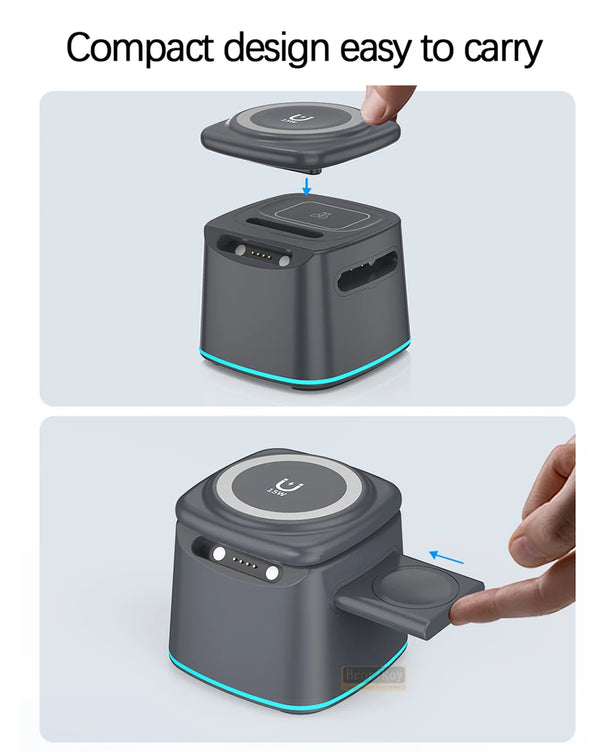 Magnetic Wireless Charger 3 in 1 for Apple Device Portable 15W Fast Charging Station for iPhone 14 13 12 Pro iWatch 8 7 Airpods