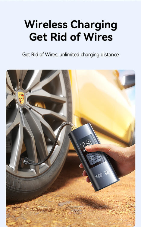 Joyroom Portable Car Air Pump 30W Double Cylinder Car Tire Inflator Wireless Electric Motorcycle Inflatable Pump For Car Bike