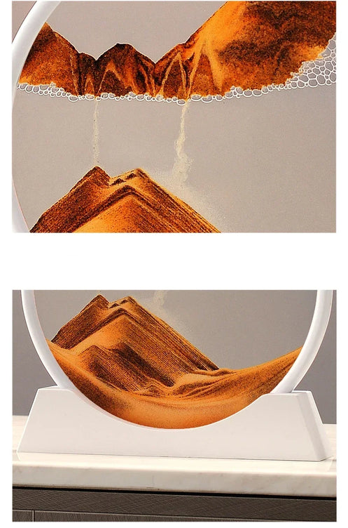 3D Sandscape Moving Sand Art Picture Quicksand Craft Round Glass Deep Sea Liquid Hourglass Flowing Sand Painting Home Decor Gift