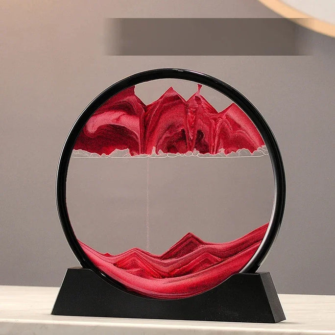 3D Sandscape Moving Sand Art Picture Quicksand Craft Round Glass Deep Sea Liquid Hourglass Flowing Sand Painting Home Decor Gift