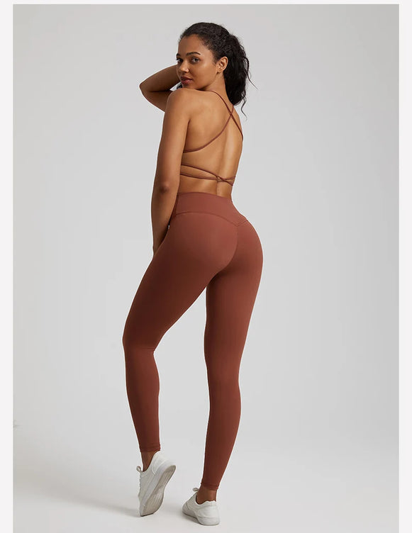 Buttery Soft Two Piece Gym Set for Women Workout Clothes Gym Leggings Backless Sports Bra Suits New In Matching Yoga Pant Sets