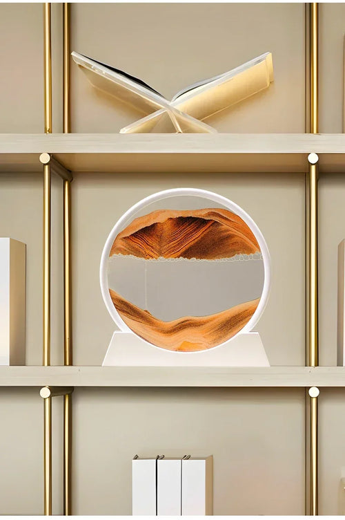 3D Sandscape Moving Sand Art Picture Quicksand Craft Round Glass Deep Sea Liquid Hourglass Flowing Sand Painting Home Decor Gift
