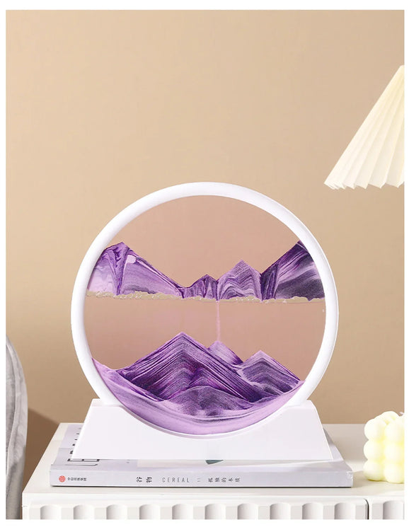 3D Sandscape Moving Sand Art Picture Quicksand Craft Round Glass Deep Sea Liquid Hourglass Flowing Sand Painting Home Decor Gift