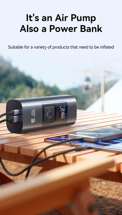 Joyroom Portable Car Air Pump 30W Double Cylinder Car Tire Inflator Wireless Electric Motorcycle Inflatable Pump For Car Bike