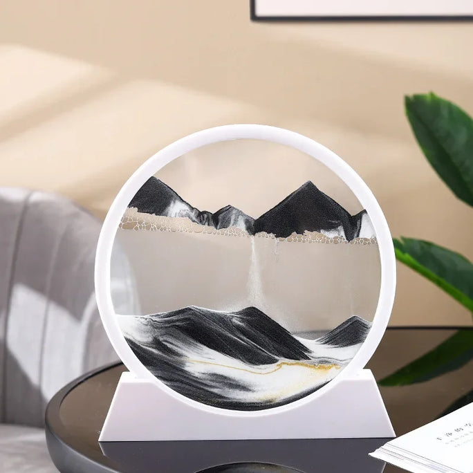 3D Sandscape Moving Sand Art Picture Quicksand Craft Round Glass Deep Sea Liquid Hourglass Flowing Sand Painting Home Decor Gift