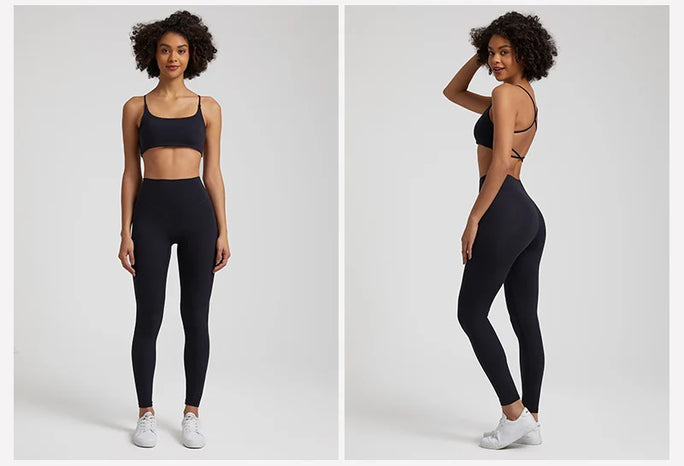 Buttery Soft Two Piece Gym Set for Women Workout Clothes Gym Leggings Backless Sports Bra Suits New In Matching Yoga Pant Sets