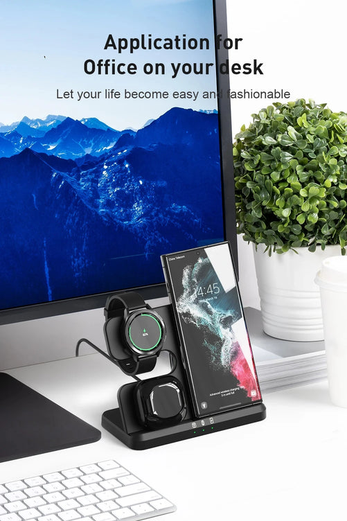 3 in 1 Wireless Charger Stand for Samsung Galaxy S24 S23 Ultra Note Qi Fast Charging Dock Station Watch 7 6 5Pro Holder Buds Pro