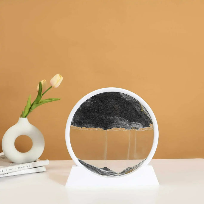 3D Sandscape Moving Sand Art Picture Quicksand Craft Round Glass Deep Sea Liquid Hourglass Flowing Sand Painting Home Decor Gift