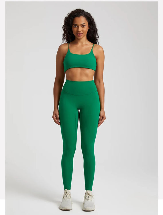 Buttery Soft Two Piece Gym Set for Women Workout Clothes Gym Leggings Backless Sports Bra Suits New In Matching Yoga Pant Sets