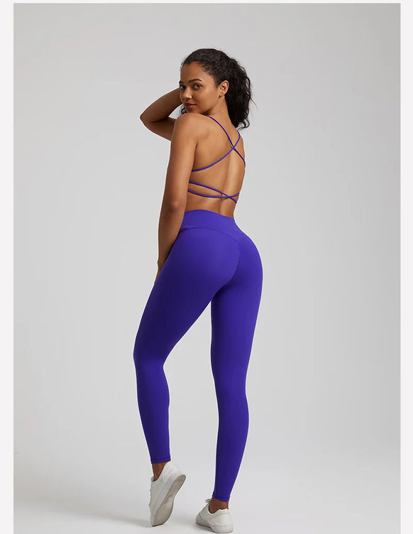 Buttery Soft Two Piece Gym Set for Women Workout Clothes Gym Leggings Backless Sports Bra Suits New In Matching Yoga Pant Sets