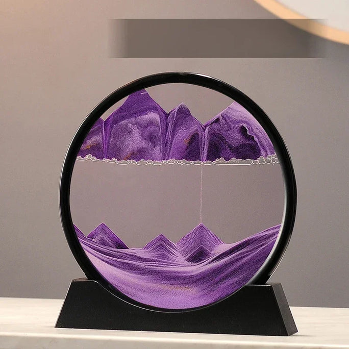 3D Sandscape Moving Sand Art Picture Quicksand Craft Round Glass Deep Sea Liquid Hourglass Flowing Sand Painting Home Decor Gift