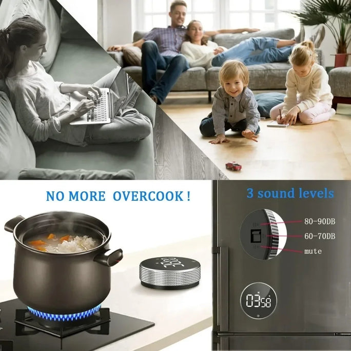 1/2pcs Digital Kitchen Timers Visual timers Large LED Display Magnetic Countdown Countup Timer for Classroom Cooking Fitness
