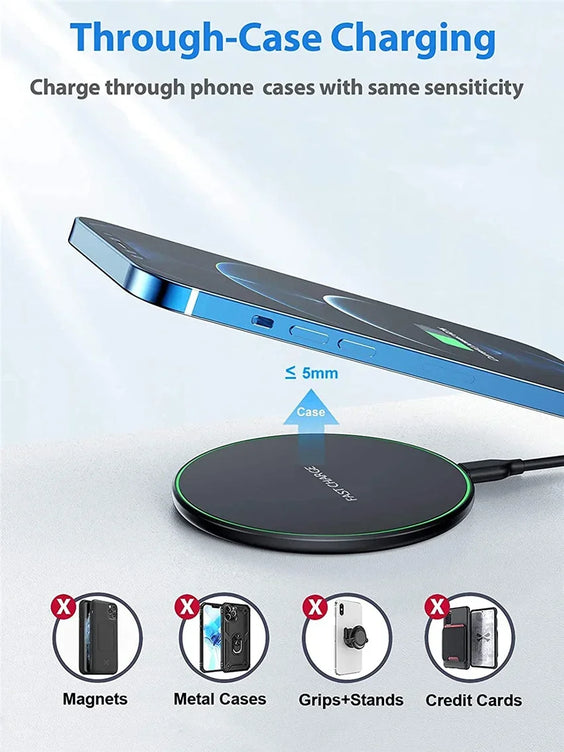 Wireless Charger USB C Fast Charging Pad Station Quick Charge QC 3.0 For iPhone 14 13 12 11 XS XR X 8 Samsung S22 S21 S20 S9