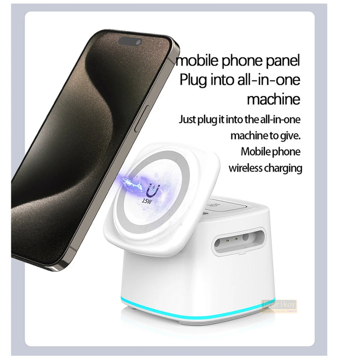Magnetic Wireless Charger 3 in 1 for Apple Device Portable 15W Fast Charging Station for iPhone 14 13 12 Pro iWatch 8 7 Airpods