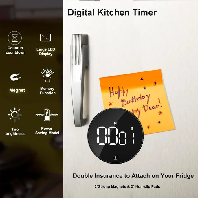 1/2pcs Digital Kitchen Timers Visual timers Large LED Display Magnetic Countdown Countup Timer for Classroom Cooking Fitness
