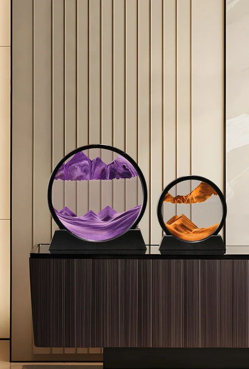 3D Sandscape Moving Sand Art Picture Quicksand Craft Round Glass Deep Sea Liquid Hourglass Flowing Sand Painting Home Decor Gift