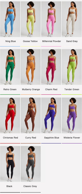 Buttery Soft Two Piece Gym Set for Women Workout Clothes Gym Leggings Backless Sports Bra Suits New In Matching Yoga Pant Sets